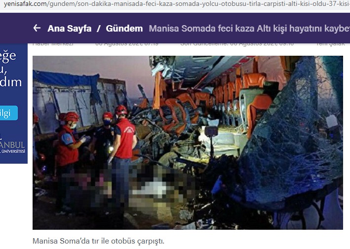 Скриншот с сайта издания <a href="https://www.yenisafak.com/gundem/son-dakika-manisada-feci-kaza-somada-yolcu-otobusu-tirla-carpisti-alti-kisi-oldu-37-kisi-yaralandi-3676153" class="io-leave-page _" target="_blank">Yeni Safak</a>