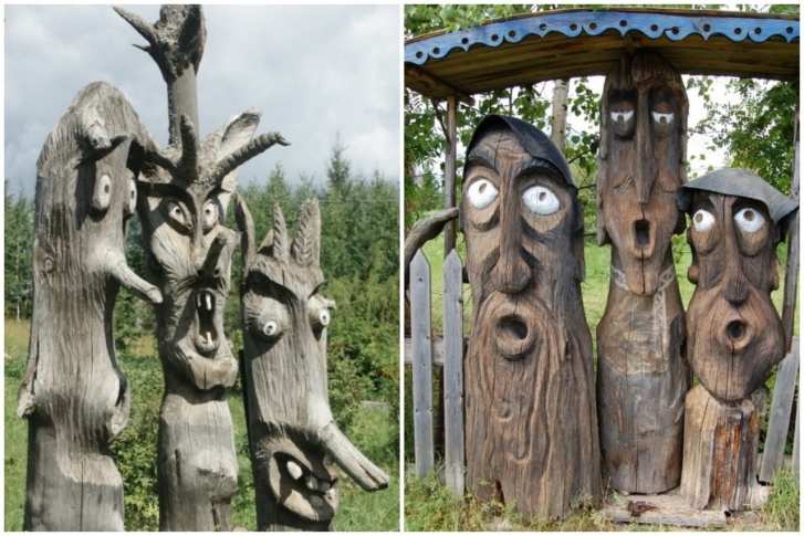 Скульптуры находятся в деревне Пармайлово