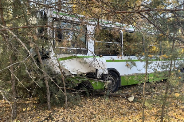 От удара автобус выкинуло с дороги От удара автобус выкинуло с дороги