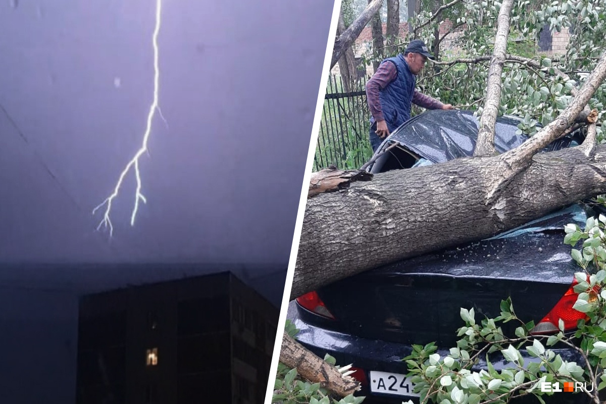 Деревья вырывало с корнями, а молнии попадали в провода: последствия ночной грозы в Екатеринбурге
