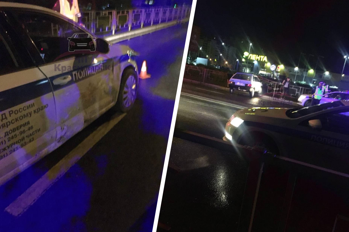 В Красноярске пьяный водитель ночью уходил от погони и протаранил патрульный авто