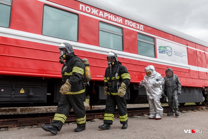 Пожарный поезд заступил на дежурство на станции Татьянка в Красноармейском районе Волгограда