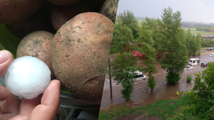 На Челябинск обрушился ливень, а на соседний Копейск — град размером с картошку
