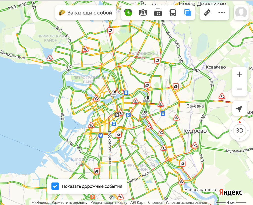 Почти как в каникулы. На дорогах Петербурга стало необычно свободно