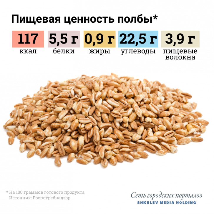 Полба отличается высоким содержанием белка, углеводов, жиров и клетчатки