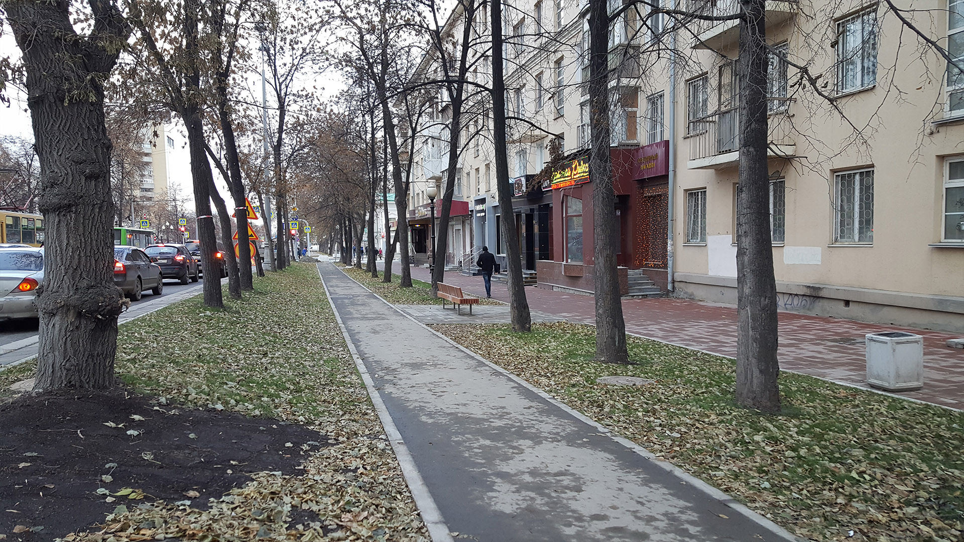 Некоторые участки велодорожек на проспекте Ленина сделаны вполне хорошо. На фото участок между Шейнкмана и Сакко и Ванцетти