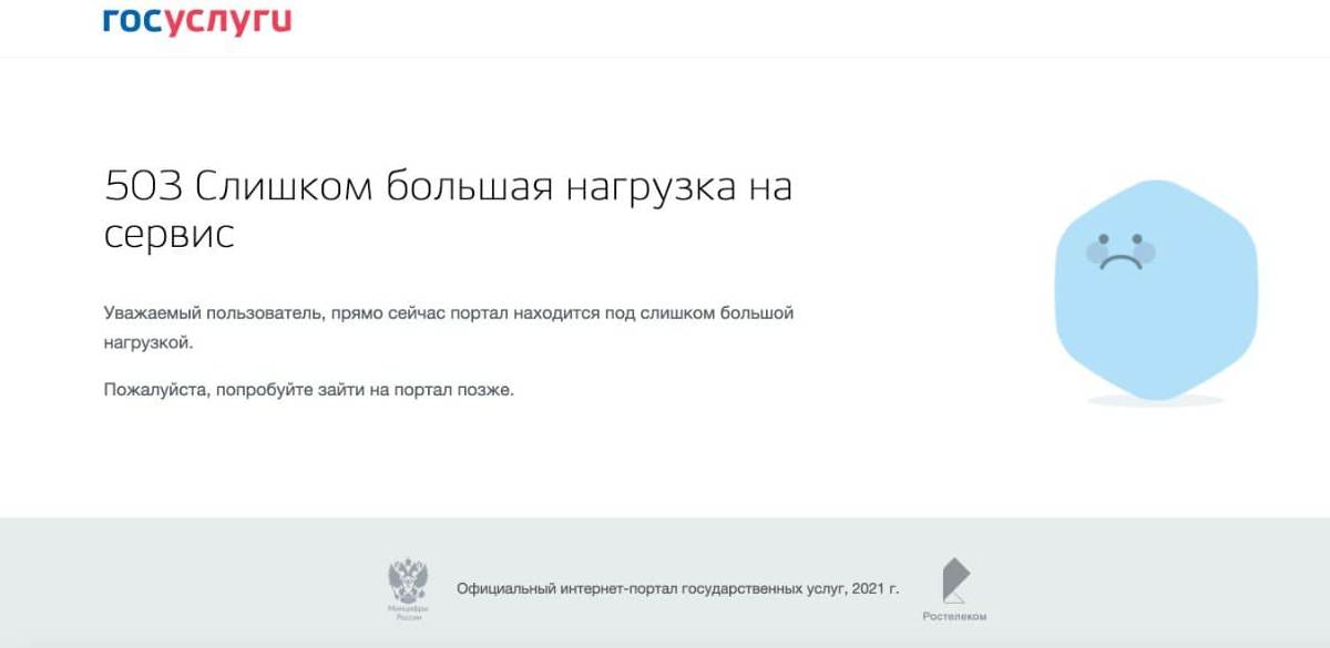 Скриншот с сайта Госуслуг