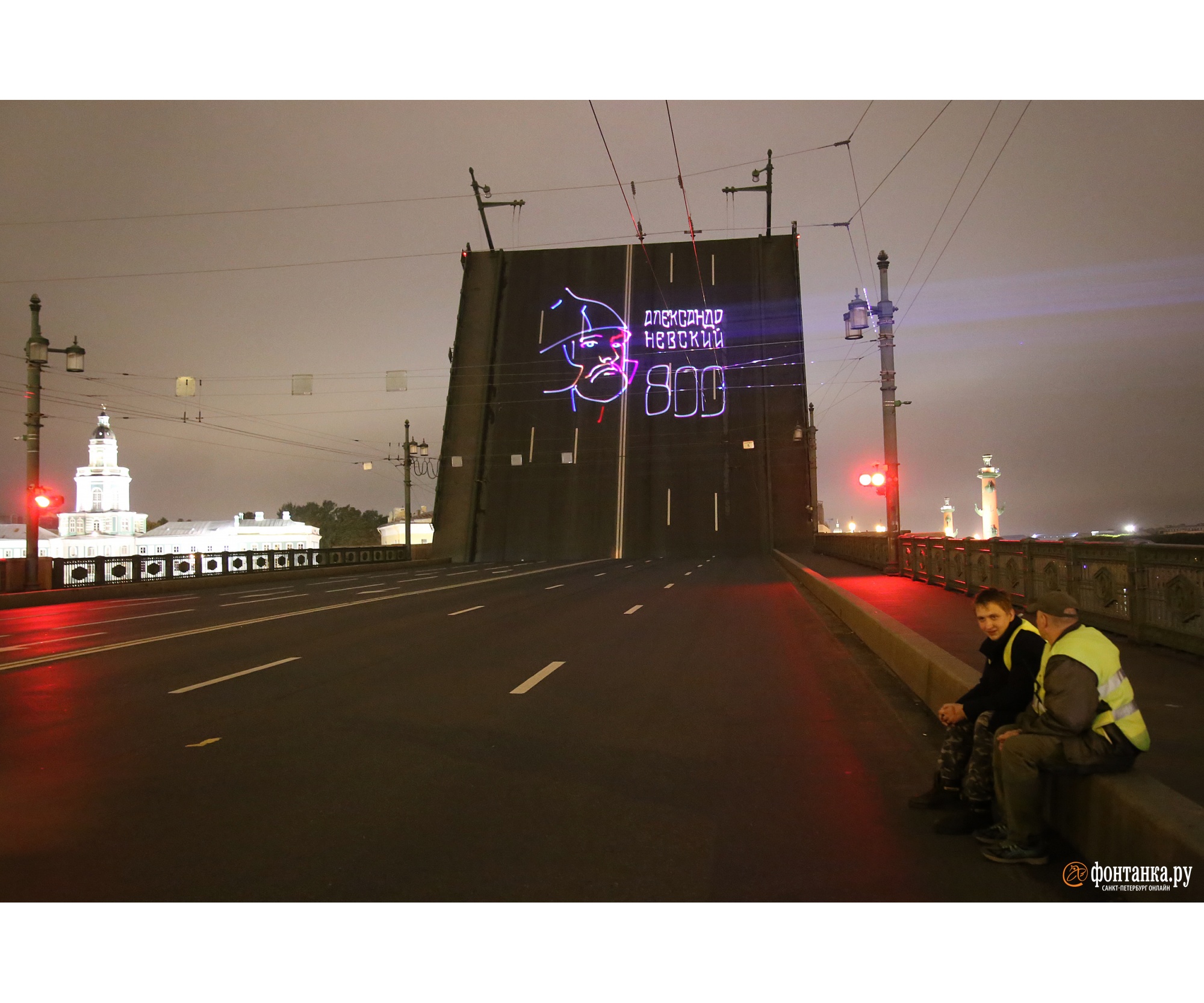 мост александра невского ночью
