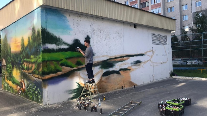 Водный мир и природа Югры: в Сургуте и Ханты-Мансийске появились граффити на трансформаторных будках