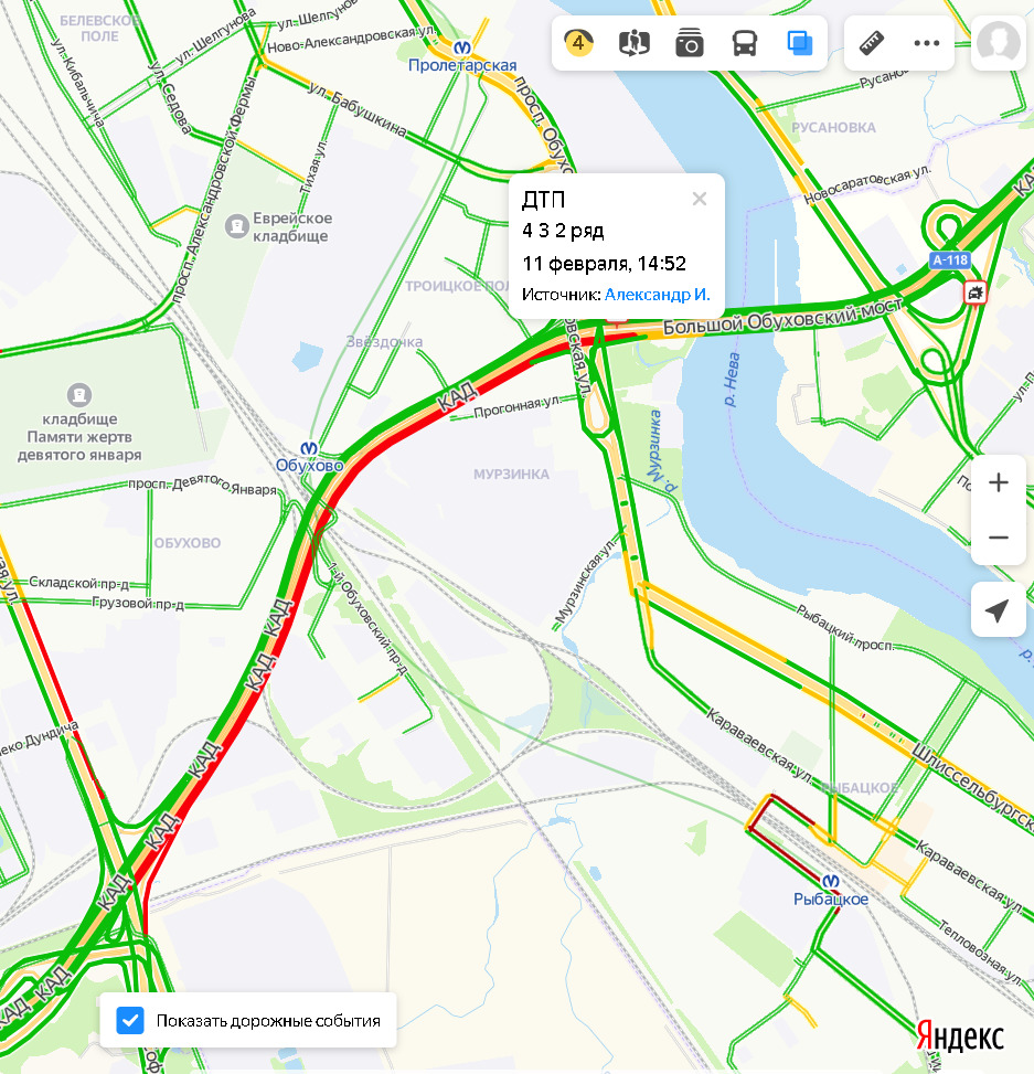 Пробки на каде спб сейчас карта онлайн