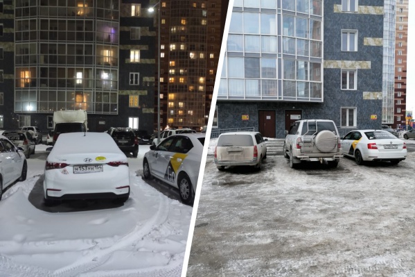 Во дворе жилого дома стоят брендированные автомобили «Яндекс.Такси» Во дворе жилого дома стоят брендированные автомобили «Яндекс.Такси»