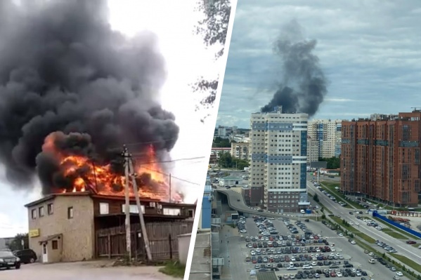 Дым от пожара виден в разных частях города Дым от пожара виден в разных частях города
