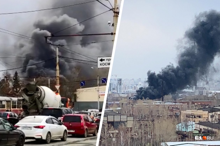 Густой черный дым видно в разных районах города Густой черный дым видно в разных районах города