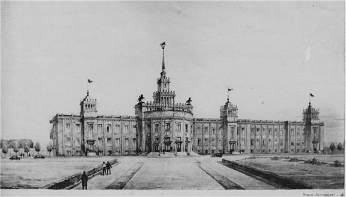 Эскиз проекта ипподрома. <nobr class="_">1945 год</nobr> Эскиз проекта ипподрома. <nobr class="_">1945 год</nobr>