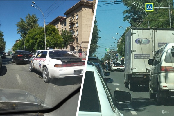 Авария создала пробку на Красном проспекте от площади Ленина до пересечения с улицей Державина Авария создала пробку на Красном проспекте от площади Ленина до пересечения с улицей Державина