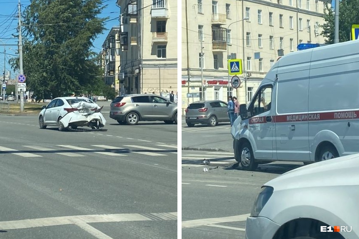 На Уралмаше в жесткую аварию попала машина скорой помощи