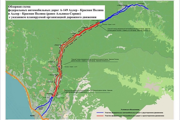 Новая схема движения по трассам Адлер — Красная Поляна Новая схема движения по трассам Адлер — Красная Поляна