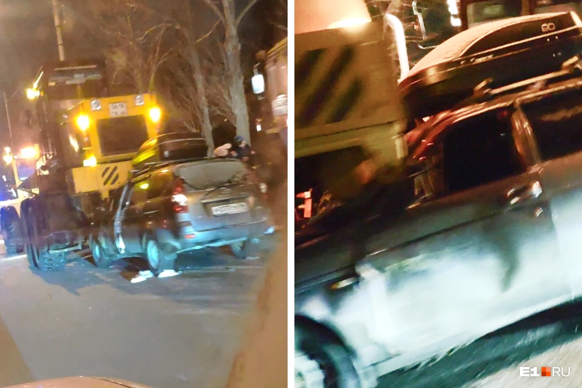 «Ребенка держал на руках»: в Екатеринбурге пьяный водитель влетел под бульдозер. Видео