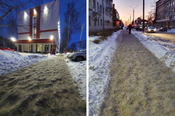 Слева — тротуар у здания прокуратуры города, справа — по улице Попова Слева — тротуар у здания прокуратуры города, справа — по улице Попова