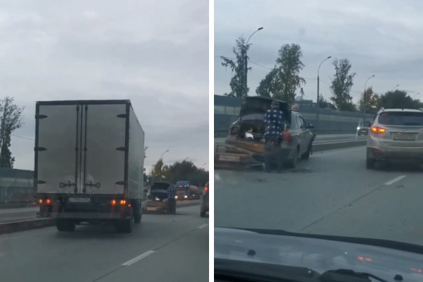 Автомобиль оказался на разделительной полосе Автомобиль оказался на разделительной полосе