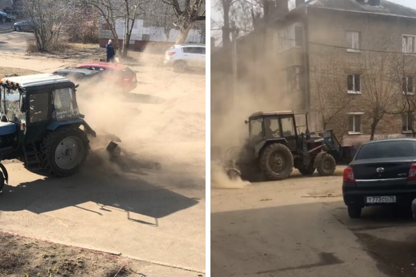 Трактор устроил жителям пылевой ад Трактор устроил жителям пылевой ад