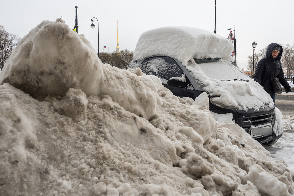Машины петербуржцев засыпает снегом. Предприимчивые граждане обещают избавить от «снежного плена»