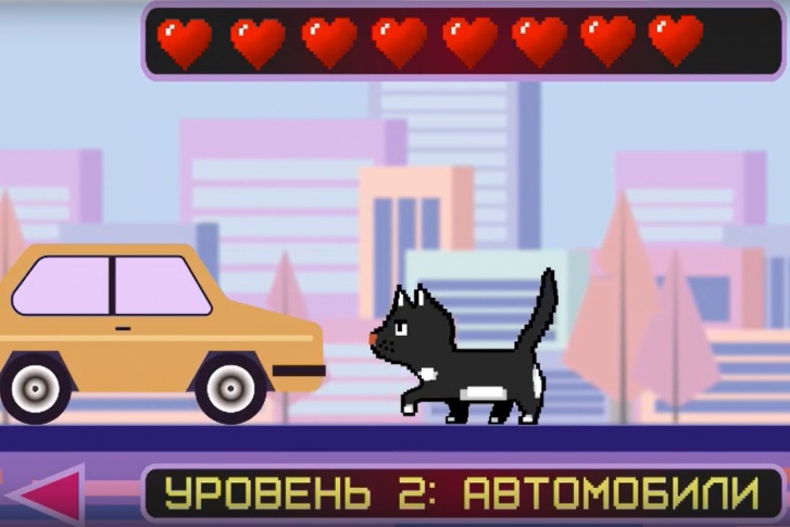 Герой игры — котик — пытается преодолеть препятствия, но постоянно погибает Герой игры — котик — пытается преодолеть препятствия, но постоянно погибает