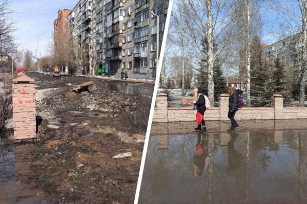Покрышка спасает жителей Оби от огромной лужи Покрышка спасает жителей Оби от огромной лужи