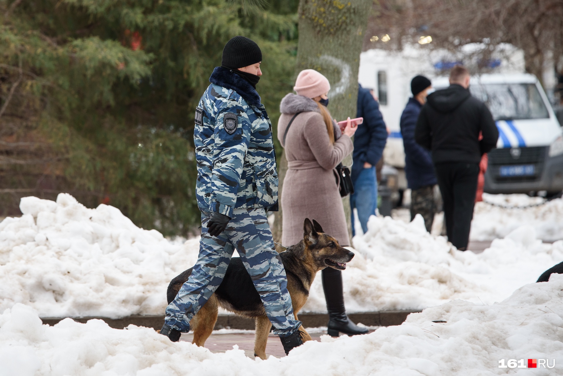 Площадь перед публичной билиотекой проверяли кинологи Площадь перед публичной билиотекой проверяли кинологи