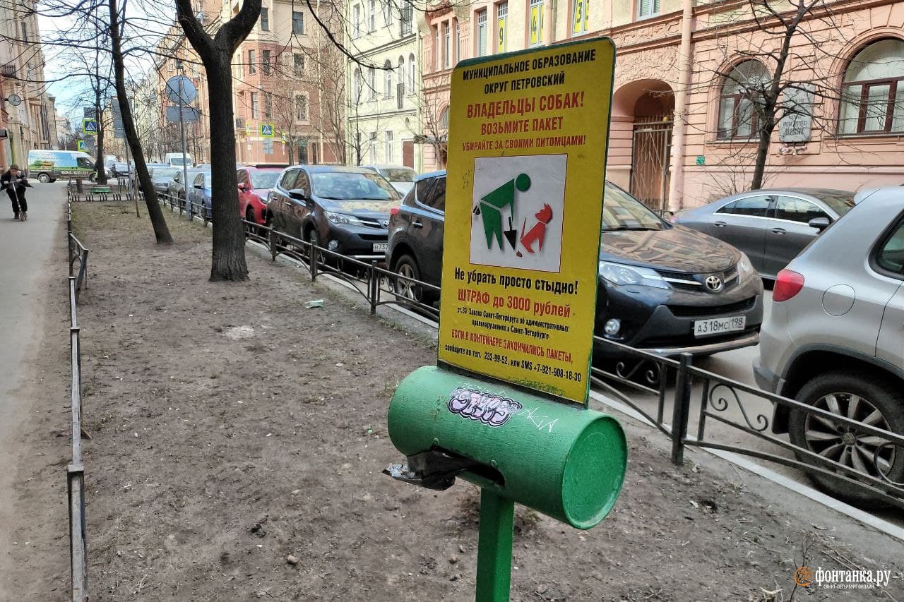 Стойки с пакетами на Гатчинской улице<br><br>автор фото Михаил Огнев / «Фонтанка.ру»