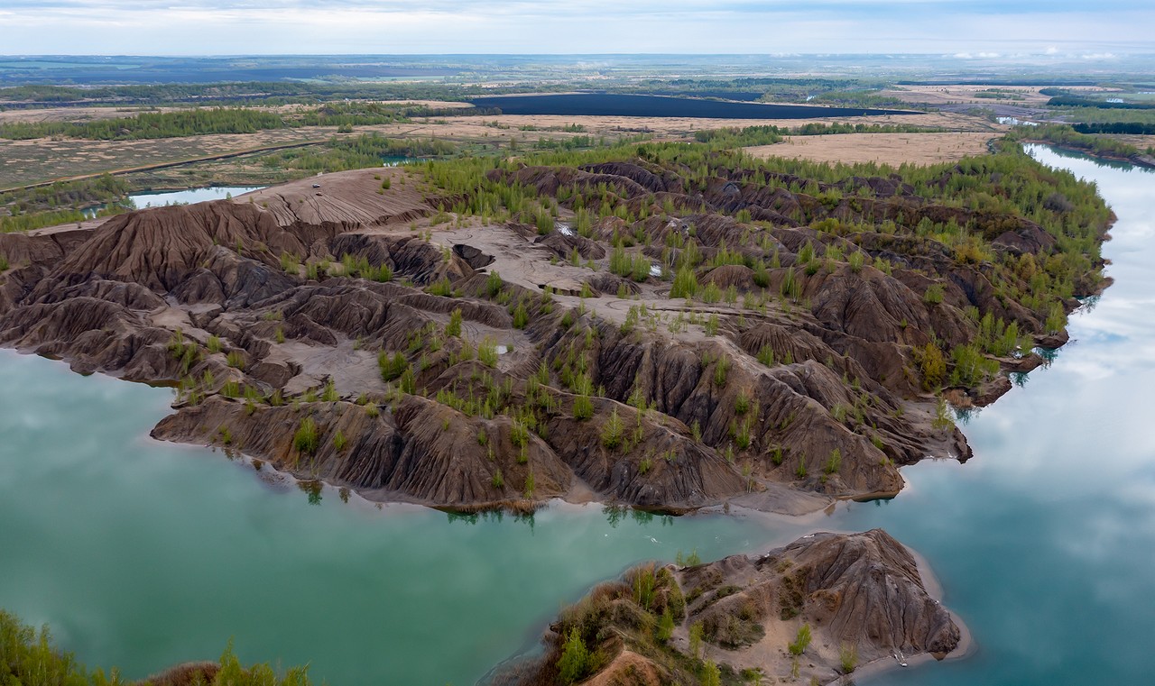 Вот так выглядел тестовый полигон с высоты — это карьер Кондуки, где когда-то добывали уголь (Тульская область)