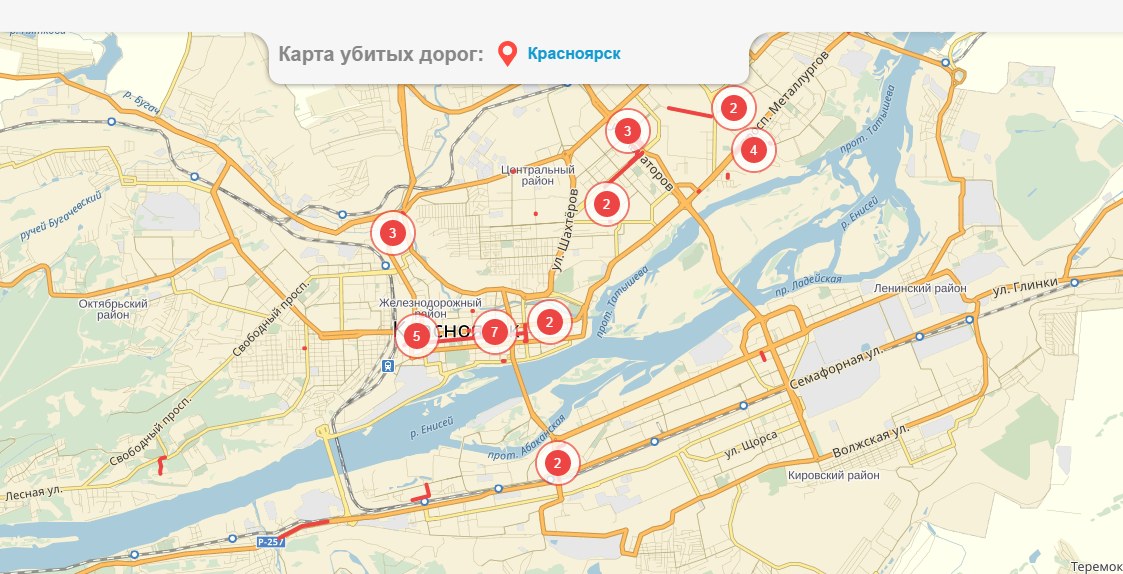 Карта убитых дорог спб