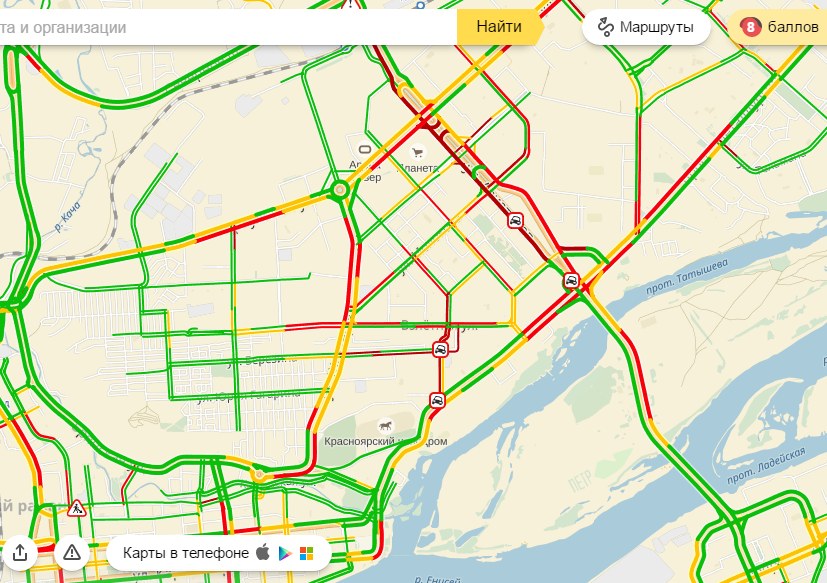 Карта пробок красноярск