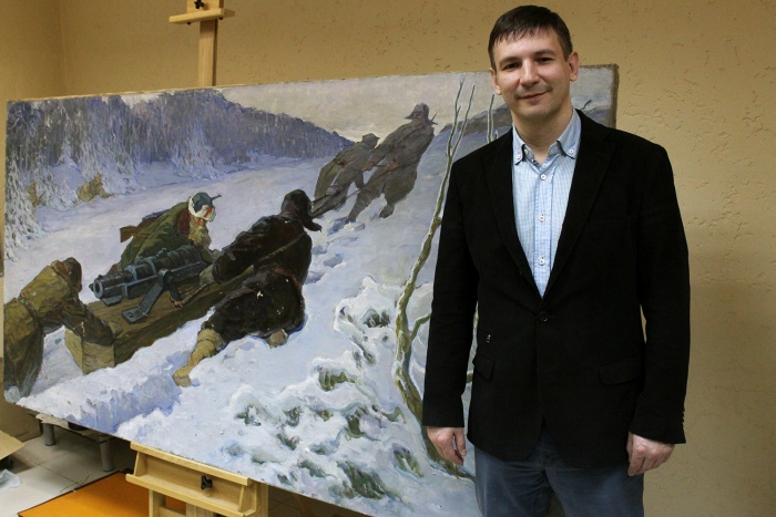 Григорий Гапонов с картиной Григорий Гапонов с картиной
