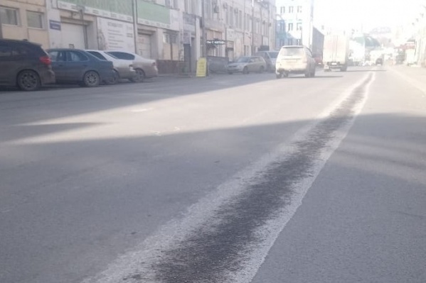 Дорожную полосу, по мнению активиста, разъедает реагент Дорожную полосу, по мнению активиста, разъедает реагент