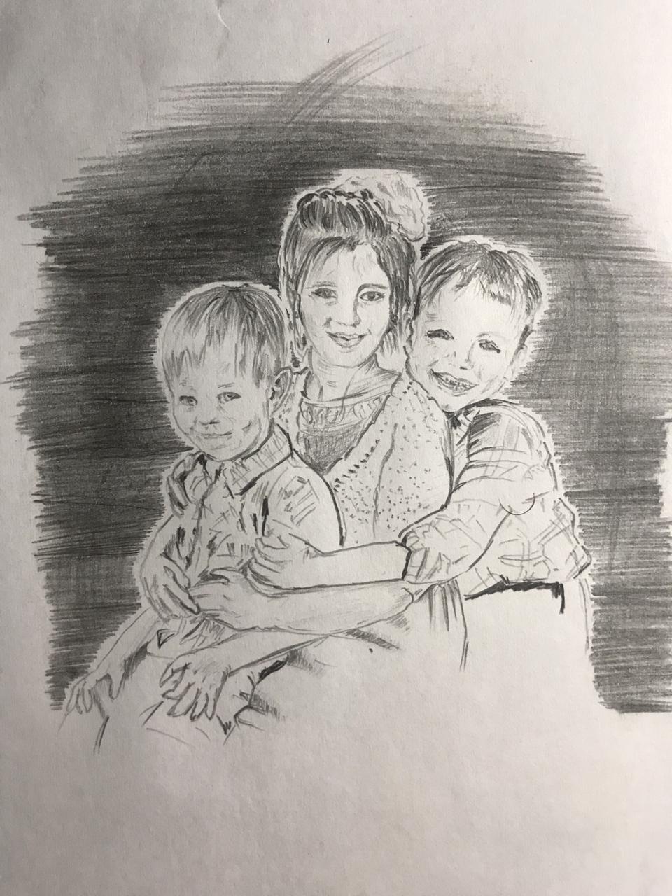 Этот портрет Ксения еще не закончила. В центре — ее дочь Этот портрет Ксения еще не закончила. В центре — ее дочь