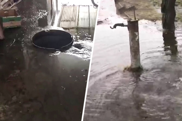 Вода затопила часть улицы Вода затопила часть улицы