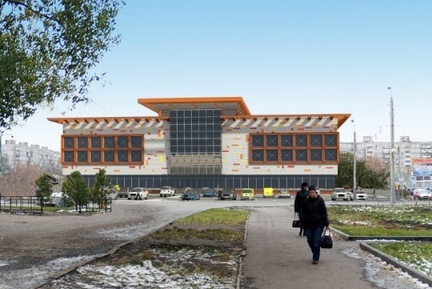 «Что здесь строят?»: в центре Омска появится торговый комплекс с панорамным лифтом и козырьком