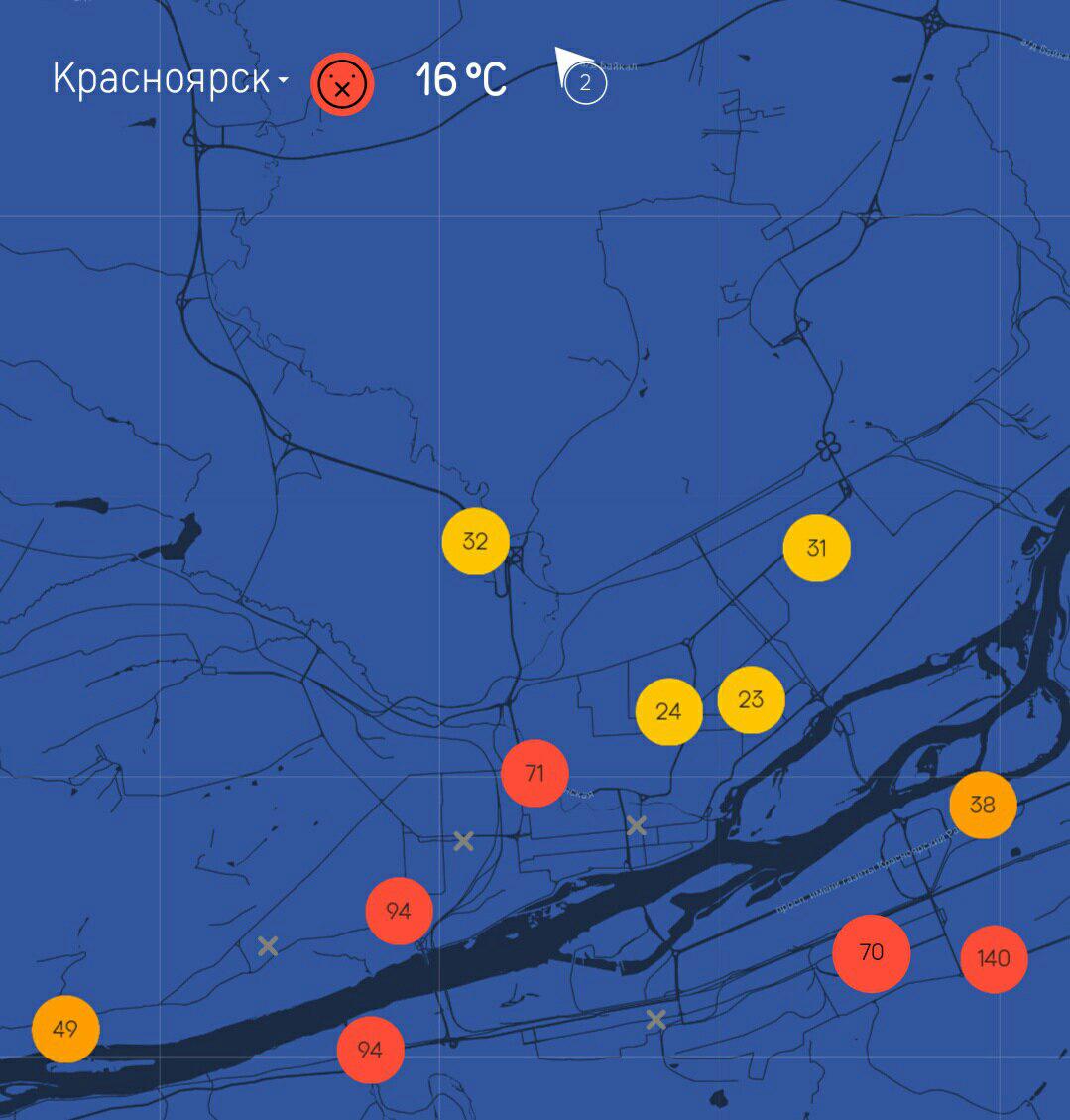 Карта загрязнения воздуха красноярск