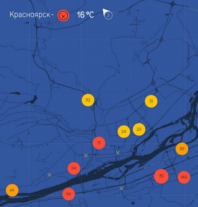 Карта загрязнения воздуха красноярск