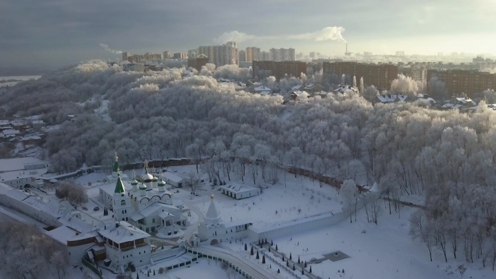 Видео дня. Смотрим на зимний Нижний Новгород с высоты птичьего полёта