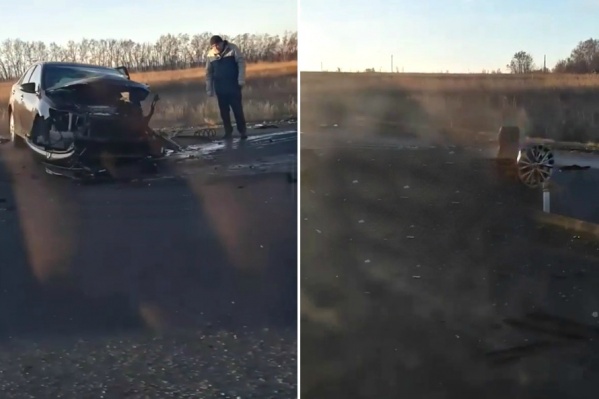 От удара у легковушки вырвало колесо От удара у легковушки вырвало колесо 