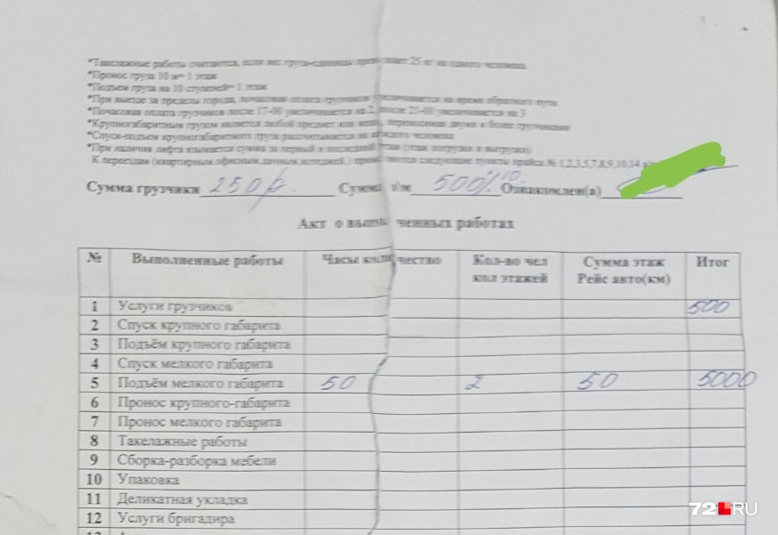 За подъем 50 стульев из подвала грузчики насчитали 5000 рублей, к этой сумме они добавили 500 рублей за свои услуги За подъем 50 стульев из подвала грузчики насчитали 5000 рублей, к этой сумме они добавили 500 рублей за свои услуги