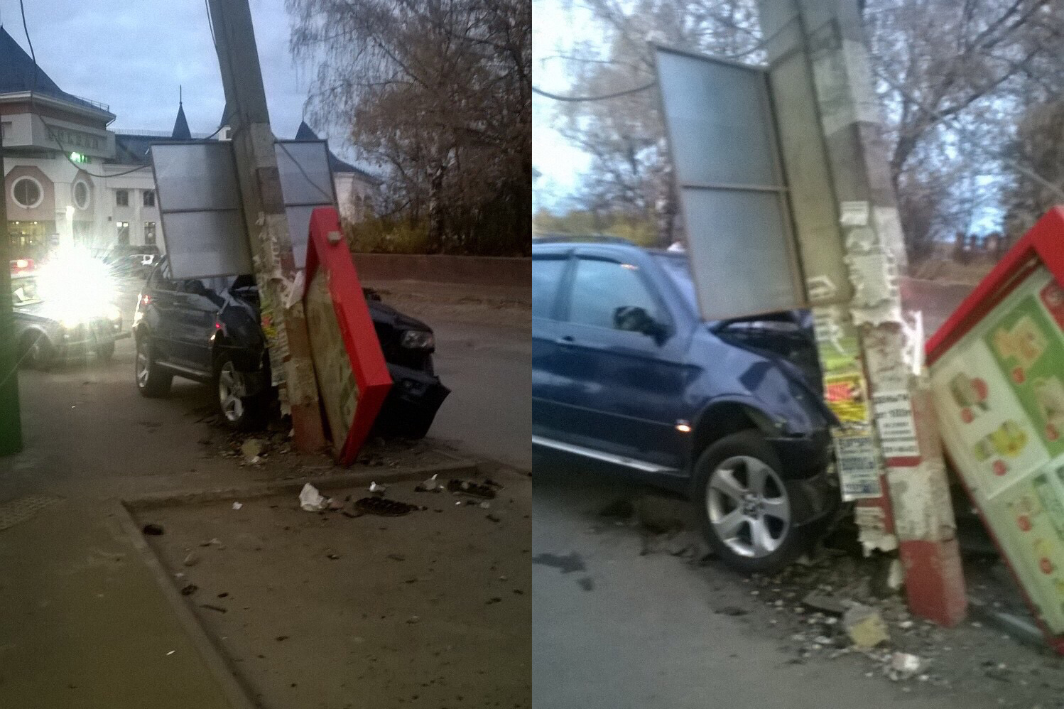 Пьяный водитель разбил BMW о столб в Семенове