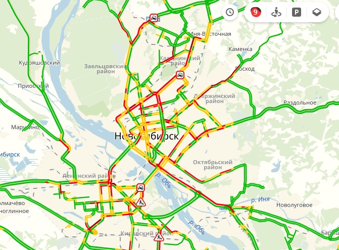 Карта пробки новосибирск онлайн сейчас новосибирск