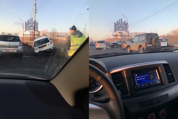 Первая авария произошла недалеко от съезда в сторону левого берега Первая авария произошла недалеко от съезда в сторону левого берега