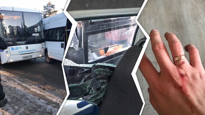 «Осколки попали в глаз и в руки»: в Уфе автобус «Башавтотранса» влетел в «Газель»