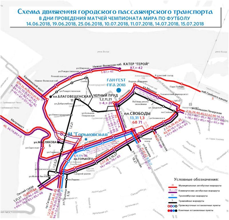 Схема движения в Нижнем Новгороде во время чемпионата мира по футболу (в дни, когда матчи проводятся не у нас) Схема движения в Нижнем Новгороде во время чемпионата мира по футболу (в дни, когда матчи проводятся не у нас) 