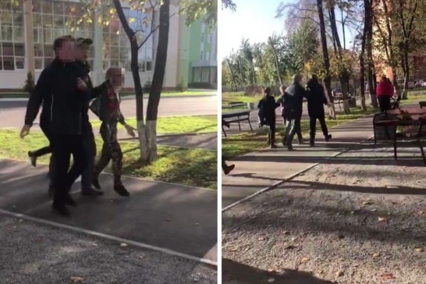 Видео, как мужчина тащит детей, сняли другие школьники Видео, как мужчина тащит детей, сняли другие школьники