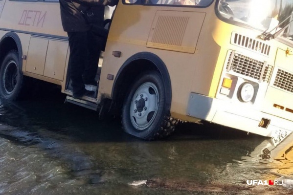 Дети успели выпрыгнуть из автобуса, но порядком промокли Дети успели выпрыгнуть из автобуса, но порядком промокли